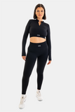 Bacon Active Long Sleeve Seamless Cropped Long Sleeve // Black