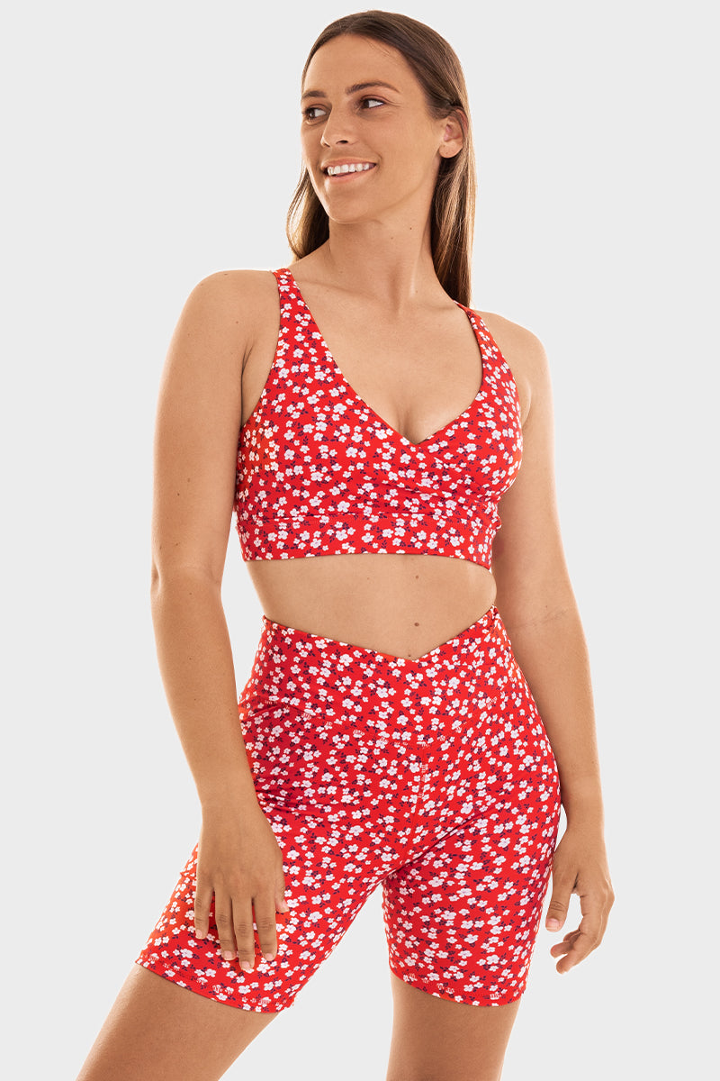 Bacon Active Sports Bra Vital Wrap Sports Bra // Cherry Blossom