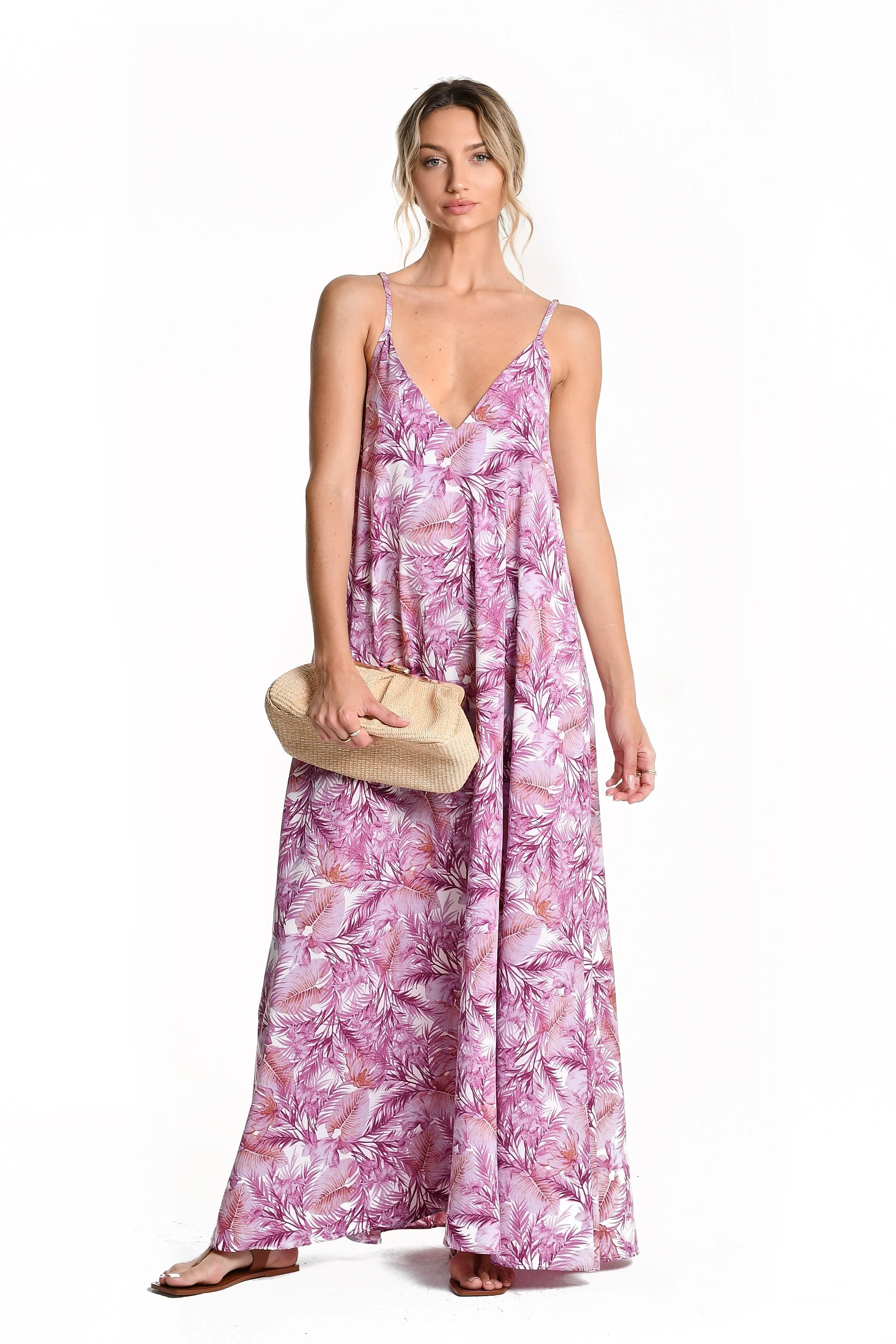 Noac Beachwear Renera Dress // Purple Palms