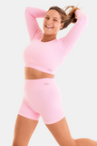 Bacon Active Long Sleeve Ribbed Seamless Cropped Long Sleeve // Light Pink