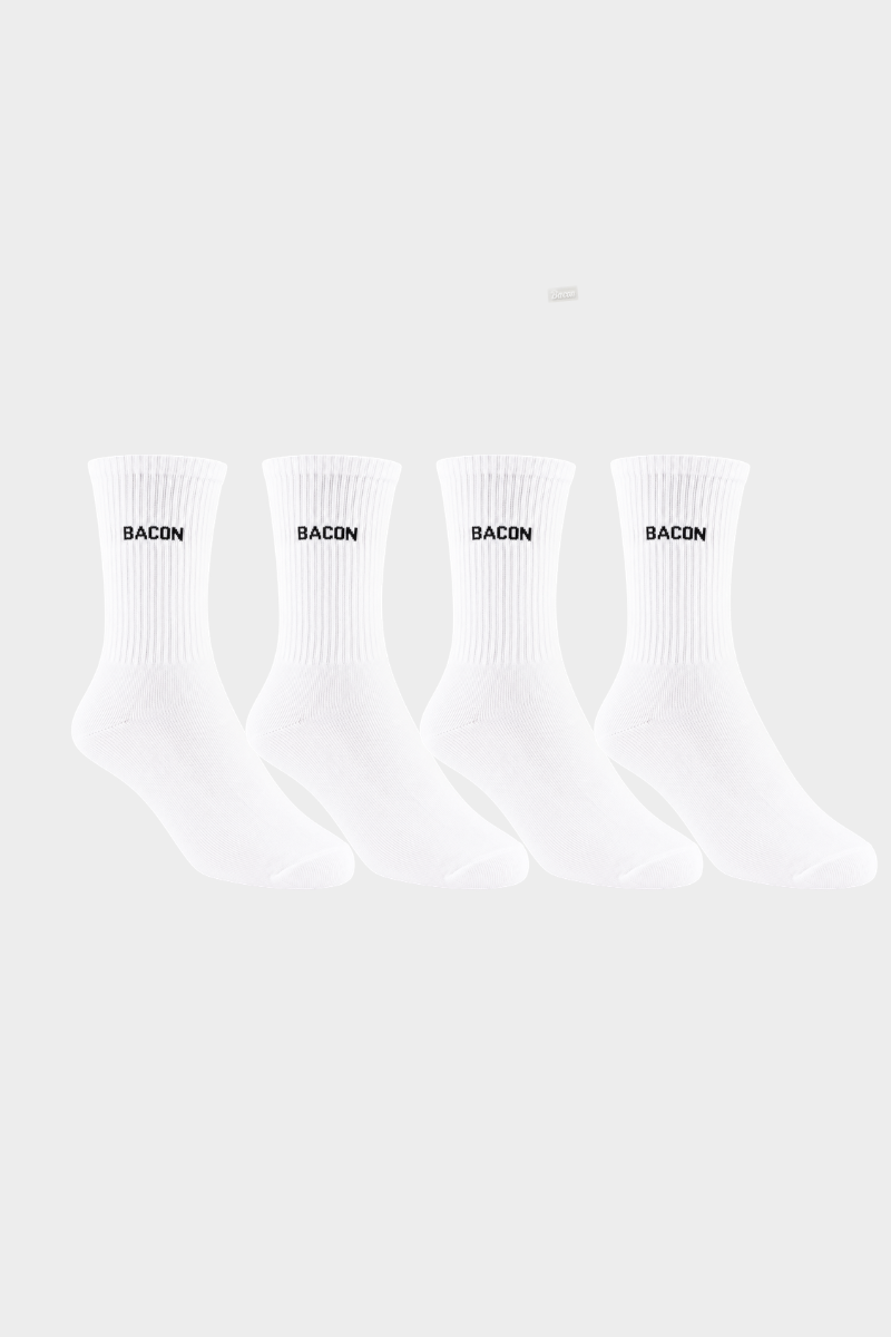 4-Pack Crew Sock // White Bacon
