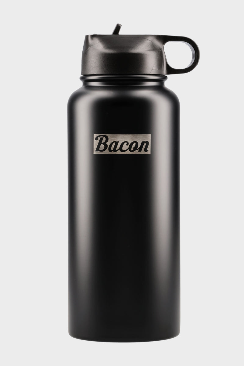 Bacon Accessory Insulated Metal Water Bottle // Black