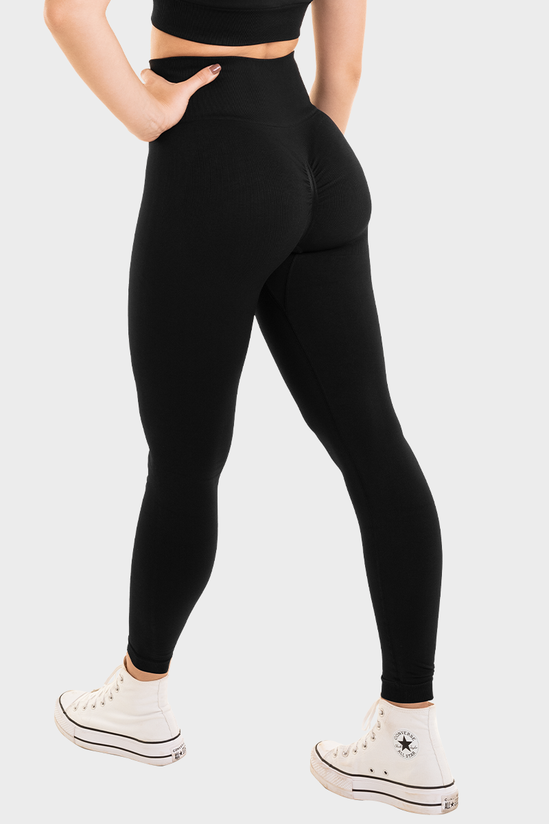 Scrunch Bum Seamless Leggings Black Bacon Bikinis
