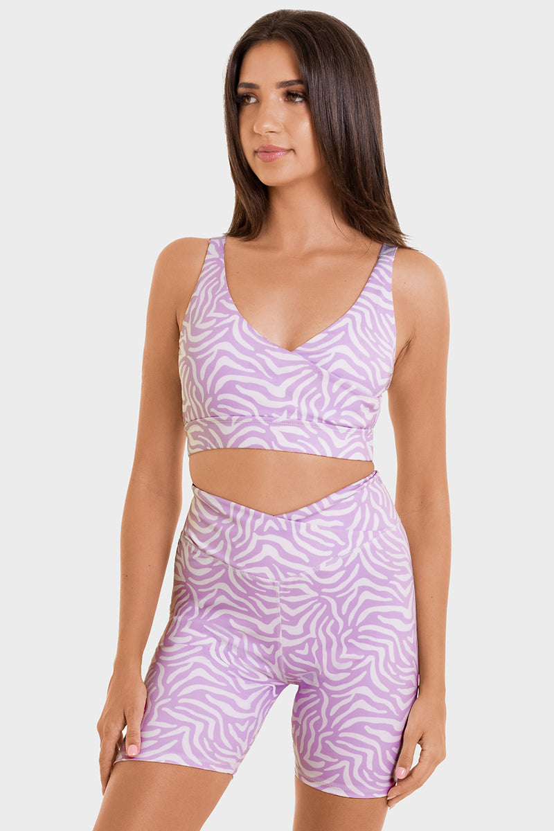 Wrap Sports Bra // Purple Safari
